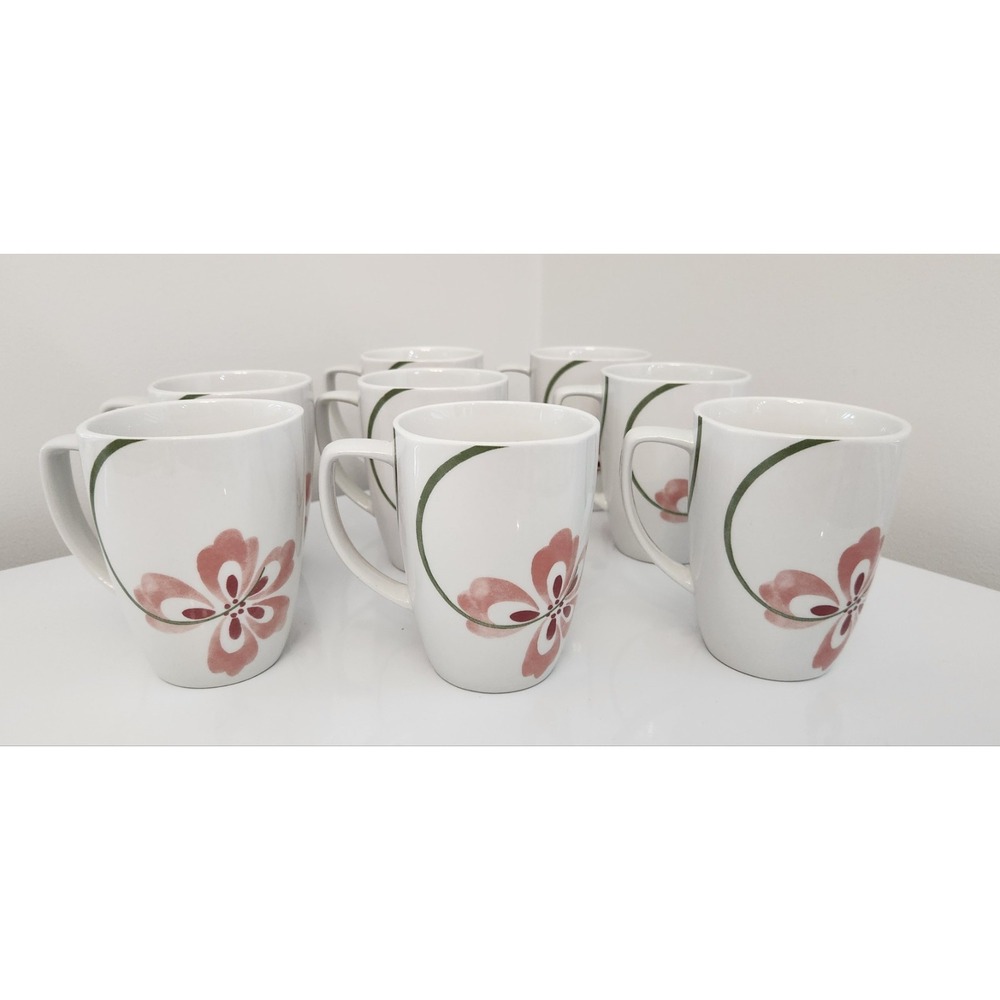 Corelle Coordinates Porcelain‎ coffee mugs Pretty Pink 12 oz Cups  (set of 8)